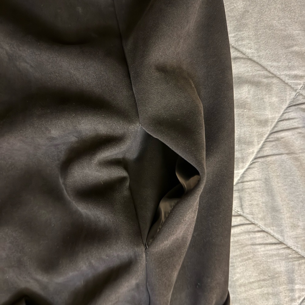 Zara Black Microfiber Suede Textured Long Jacket - Picture 5 of 9